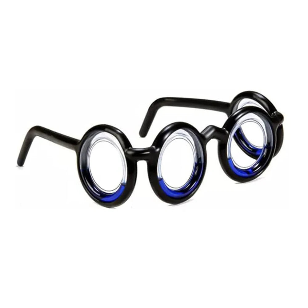 Side view of black motion sickness glasses